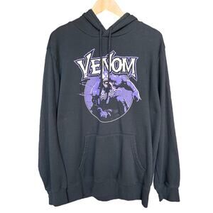 Marvel Venom Hoodie Purple Graphic Print Pullover Black Large